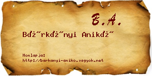 Bárkányi Anikó névjegykártya