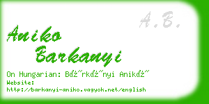 aniko barkanyi business card